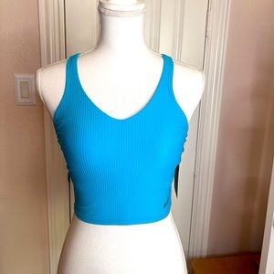 NWT Nike Teal Blue Ribbed Cropped Sports Bra Tank, size Medium